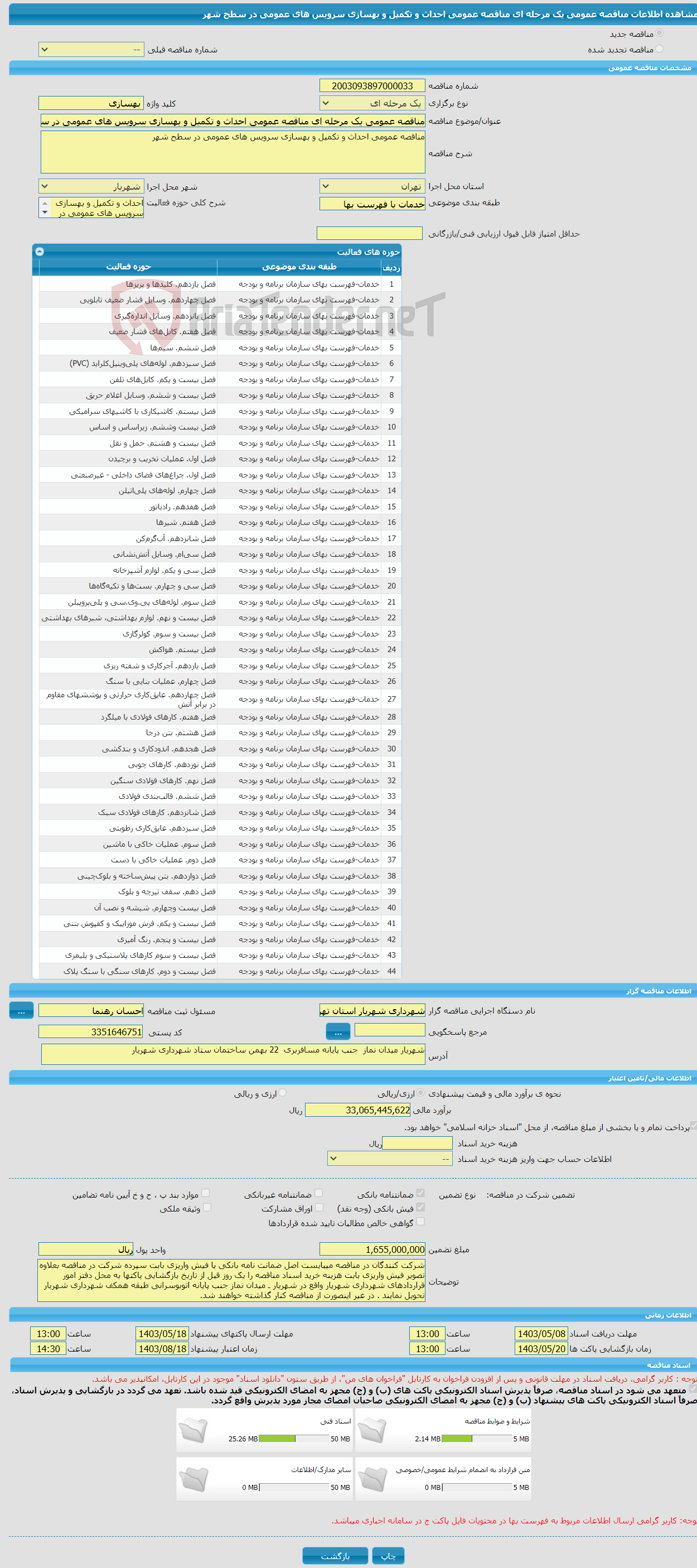 تصویر کوچک آگهی مناقصه عمومی یک مرحله ای مناقصه عمومی احداث و تکمیل و بهسازی سرویس های عمومی در سطح شهر 