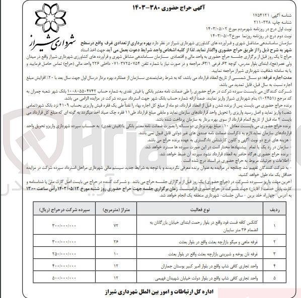 تصویر کوچک آگهی واگذاری واحد تجاری کافی شاپ واقع در بلوار امیر کبیر بوستان جماران