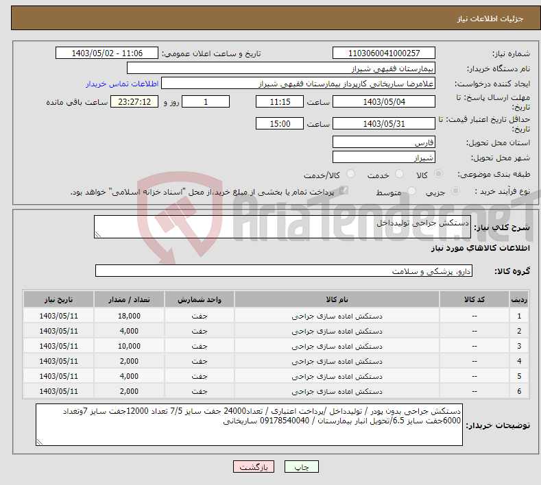 تصویر کوچک آگهی نیاز انتخاب تامین کننده-دستکش جراحی تولیدداخل 