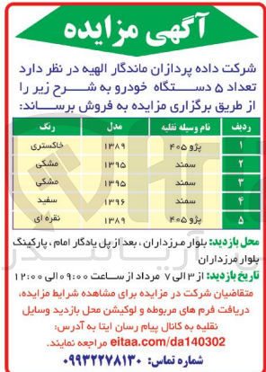 تصویر کوچک آگهی فروش تعداد 5 دستگاه خودرو پژو 405 و سمند