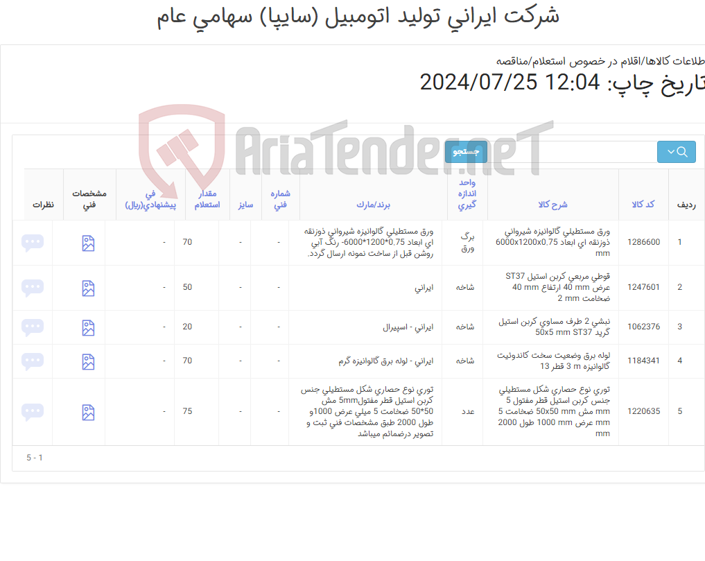 تصویر کوچک آگهی توری -قوطی -لوله برق - ورق گالوانیزه