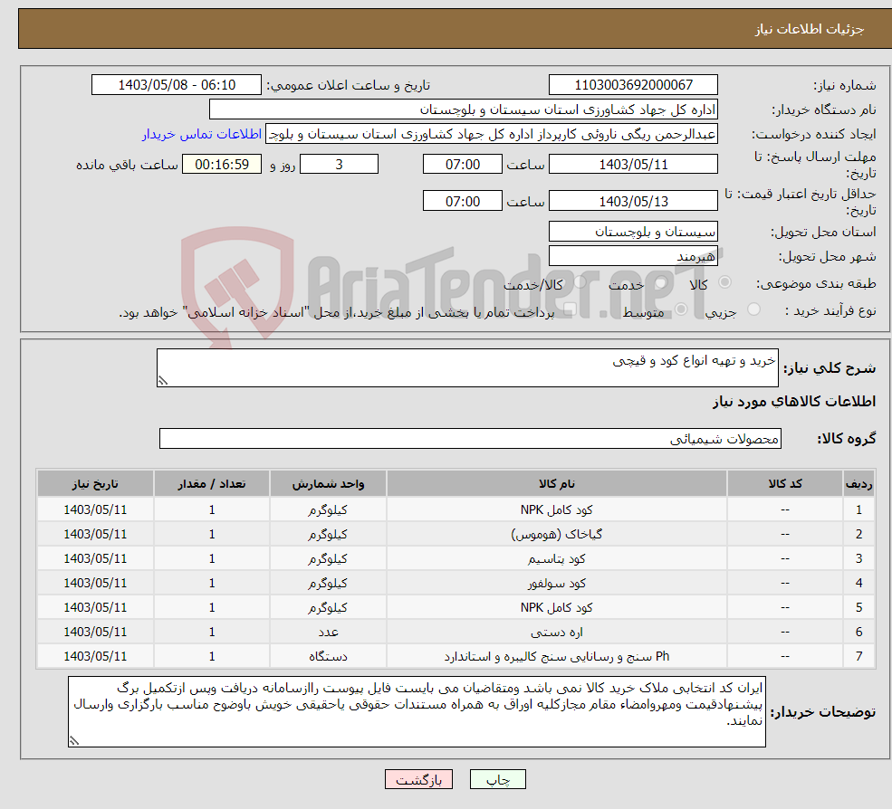 تصویر کوچک آگهی نیاز انتخاب تامین کننده-خرید و تهیه انواع کود و قیچی