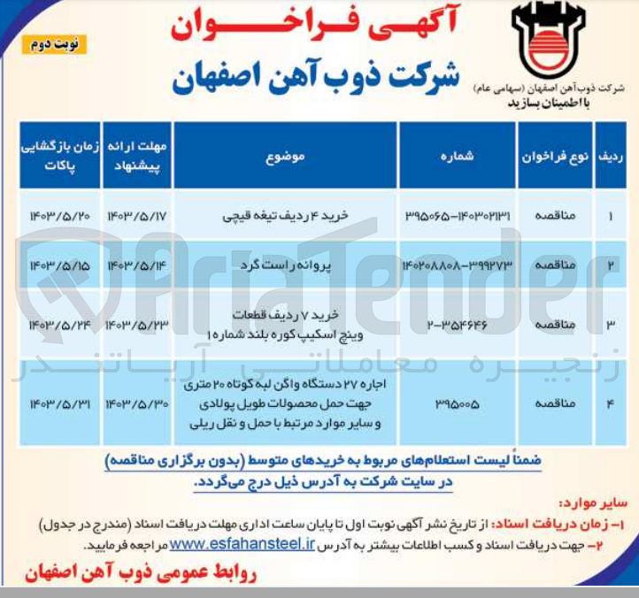 تصویر کوچک آگهی پروانه راست گرد
