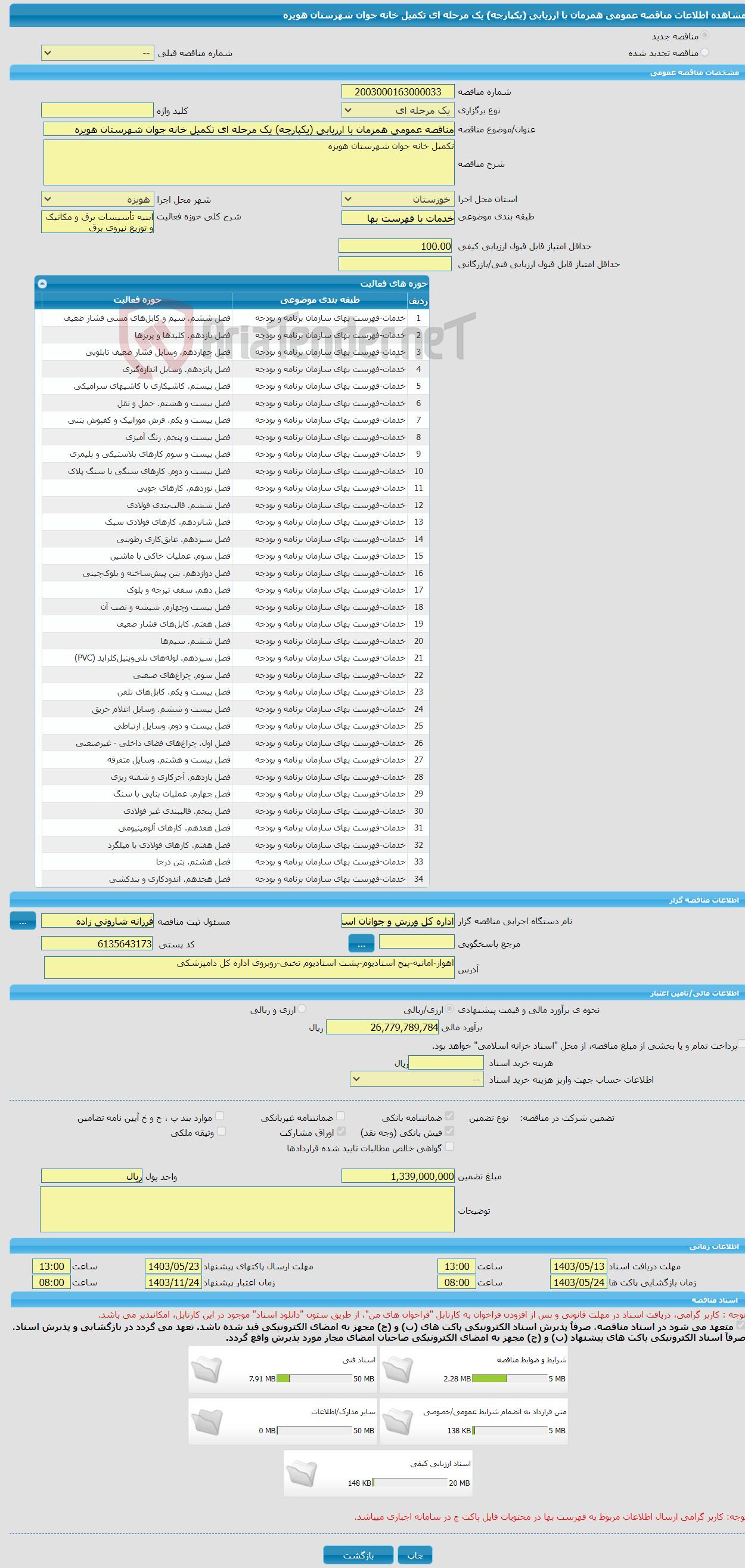 تصویر کوچک آگهی مناقصه عمومی همزمان با ارزیابی (یکپارچه) یک مرحله ای تکمیل خانه جوان شهرستان هویزه