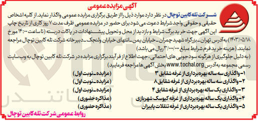 تصویر کوچک آگهی واگذاری یک ساله بهره برداری از غرفه کیوسک شهربازی (مذاکره حضوری)