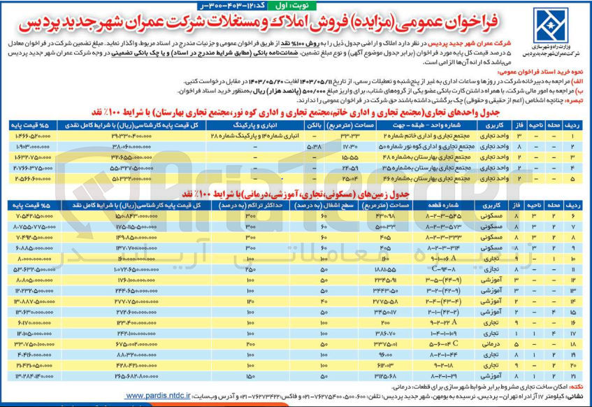 تصویر کوچک آگهی فروش املاک در 21 ردیف باکاربری تجاری -مسکونی -آموزشی -درمانی 