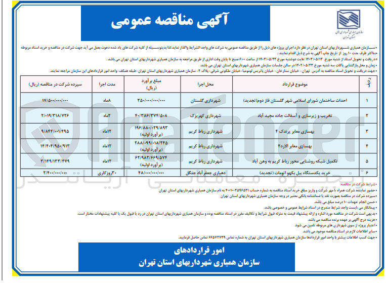 تصویر کوچک آگهی تخریب و بازسازی و آسفالت جاده مجیدآباد 