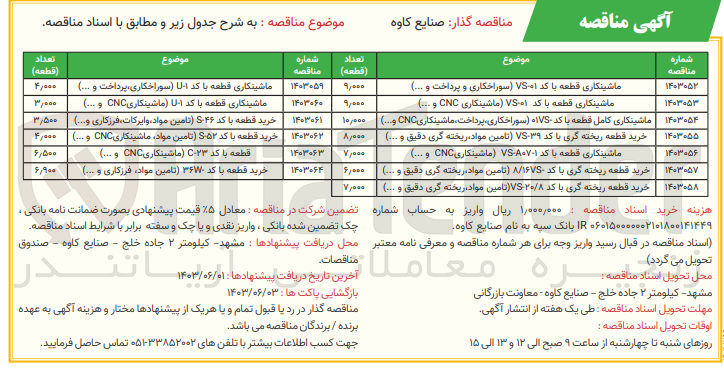 تصویر کوچک آگهی ماشینکاری قطعه با کد ۰۱-VS (ماشینکاری CNC و ...)