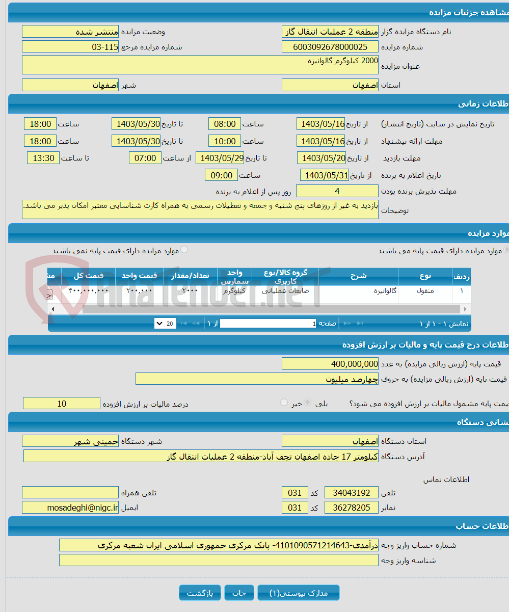 تصویر کوچک آگهی 2000 کیلوگرم گالوانیزه