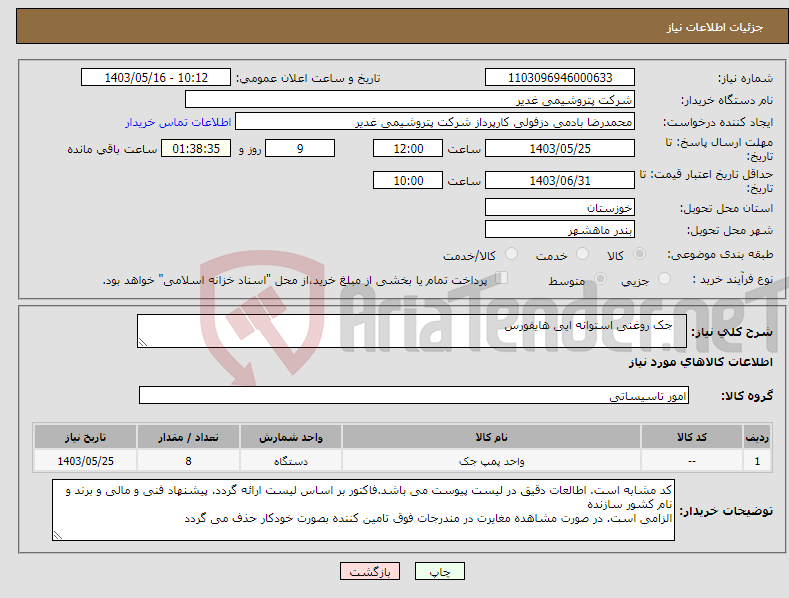 تصویر کوچک آگهی نیاز انتخاب تامین کننده- جک روغنی استوانه ایی هایفورس