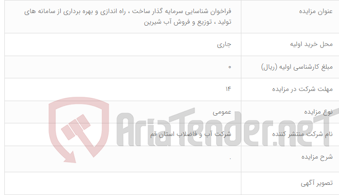 تصویر کوچک آگهی فراخوان شناسایی سرمایه گذار ساخت ، راه اندازی و بهره برداری از سامانه های تولید ، توزیع و فروش آب شیرین