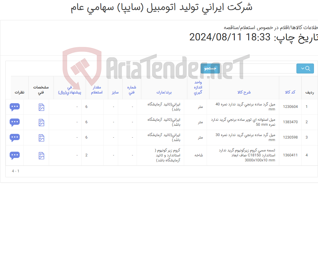 تصویر کوچک آگهی میل گرد برنجی- تسمه مسی زیر کونیوم - میل استوانه ای تو پر