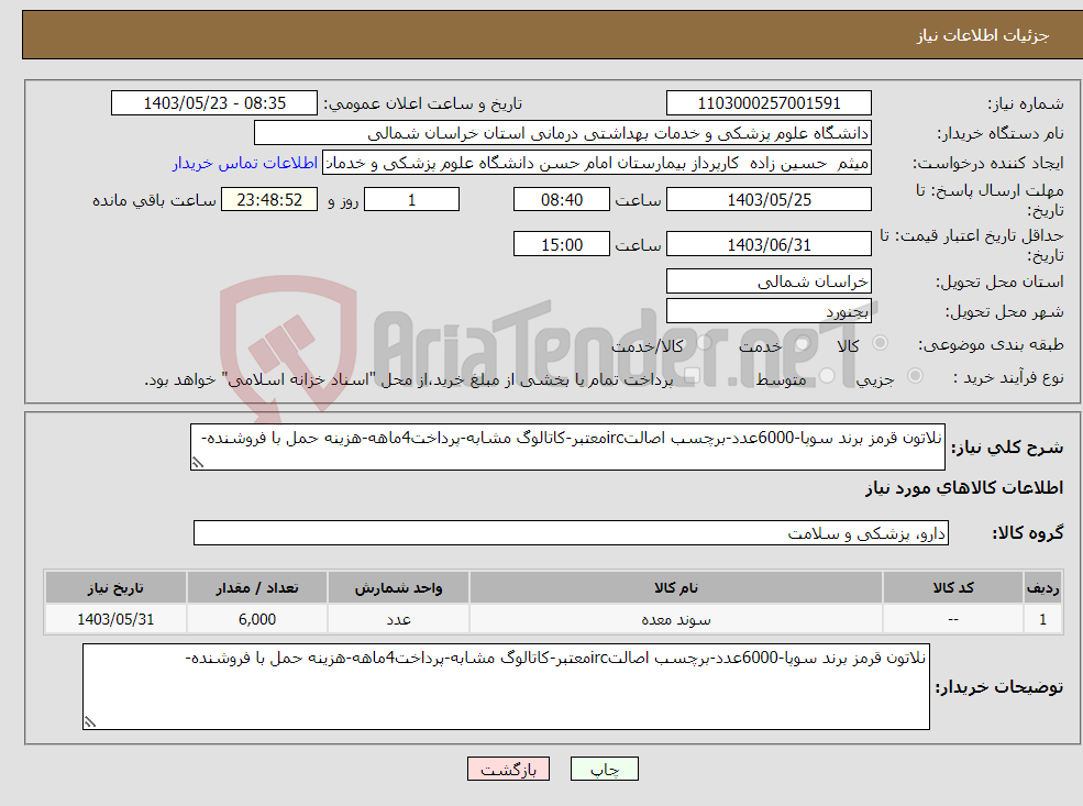 تصویر کوچک آگهی نیاز انتخاب تامین کننده-نلاتون قرمز برند سوپا-6000عدد-برچسب اصالتircمعتبر-کاتالوگ مشابه-پرداخت4ماهه-هزینه حمل با فروشنده-