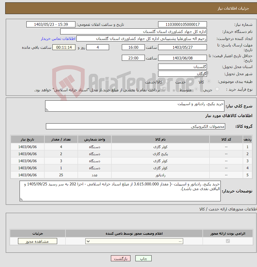 تصویر کوچک آگهی نیاز انتخاب تامین کننده-خرید پکیج، رادیاتور و اسپیلت