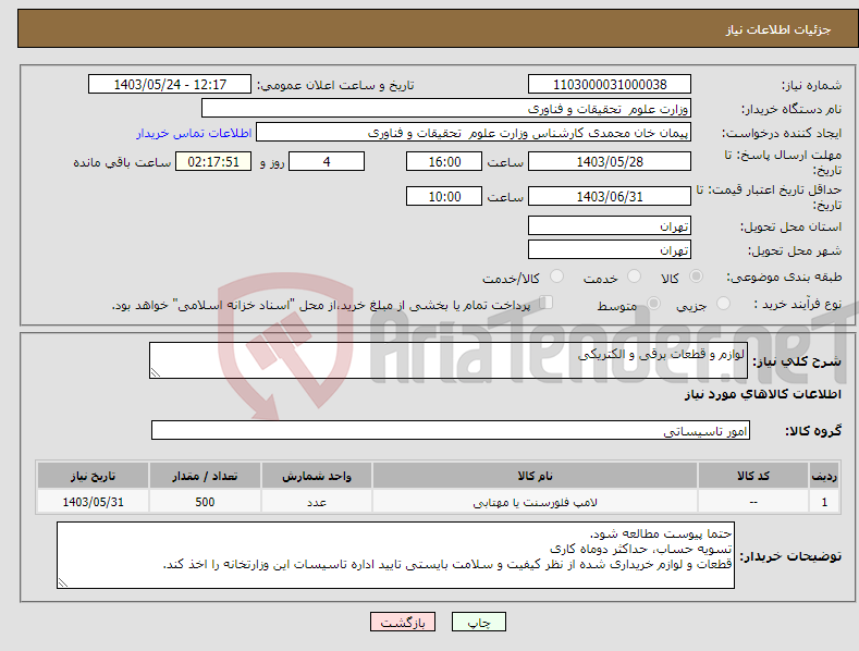 تصویر کوچک آگهی نیاز انتخاب تامین کننده-لوازم و قطعات برقی و الکتریکی