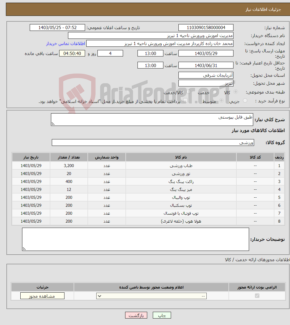 تصویر کوچک آگهی نیاز انتخاب تامین کننده-طبق فایل پیوستی 