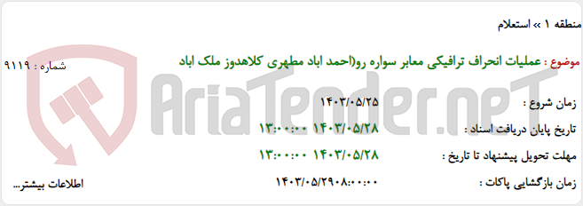 تصویر کوچک آگهی عملیات انحراف ترافیکی معابر سواره رو(احمد اباد مطهری کلاهدوز ملک اباد