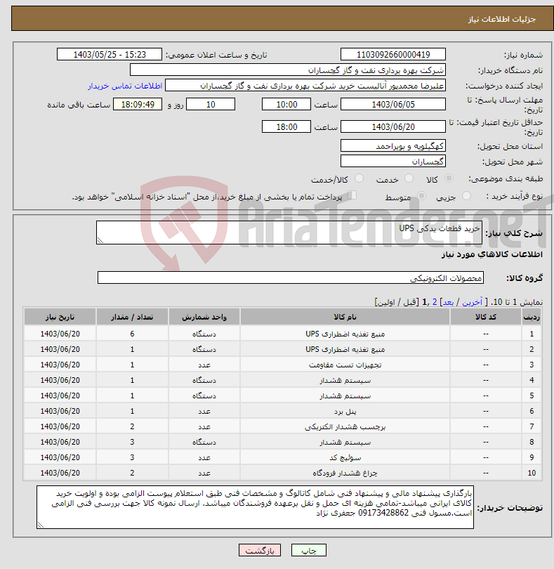 تصویر کوچک آگهی نیاز انتخاب تامین کننده-خرید قطعات یدکی UPS