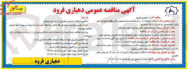 تصویر کوچک آگهی آسفالت توپکا 0-19 به ضخامت 5 سانتیمتر با قیر pg و همنین قیر پاشی لایه اساس به متراژ 9600 مترمربع 