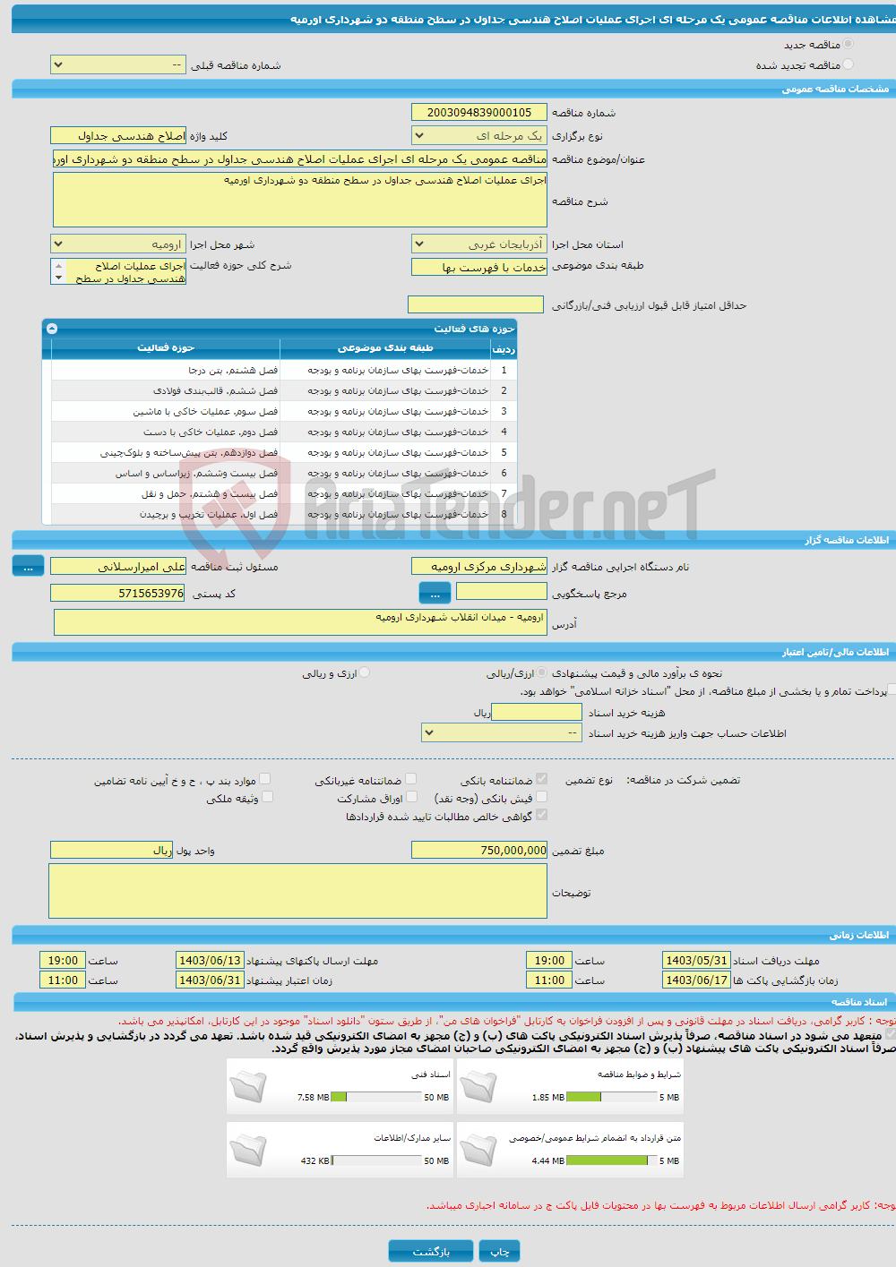 تصویر کوچک آگهی مناقصه عمومی یک مرحله ای اجرای عملیات اصلاح هندسی جداول در سطح منطقه دو شهرداری اورمیه 