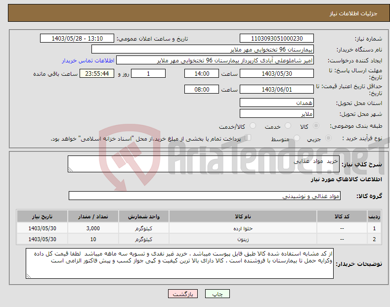 تصویر کوچک آگهی نیاز انتخاب تامین کننده-خرید مواد غذایی