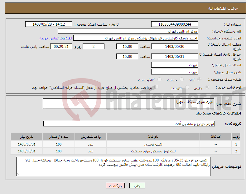 تصویر کوچک آگهی نیاز انتخاب تامین کننده-لوازم موتور سیکلت فورزا