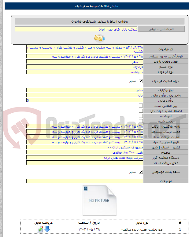 تصویر کوچک آگهی تامین ۴۰۰ روق فولادی