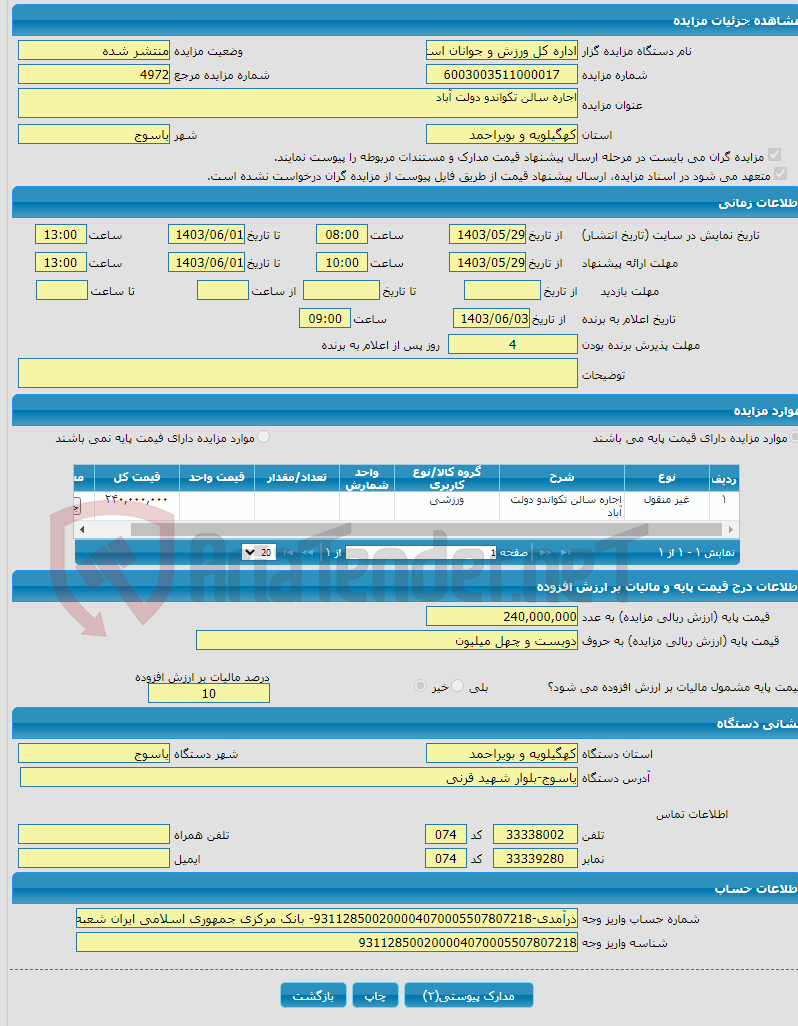 تصویر کوچک آگهی اجاره سالن تکواندو دولت آباد