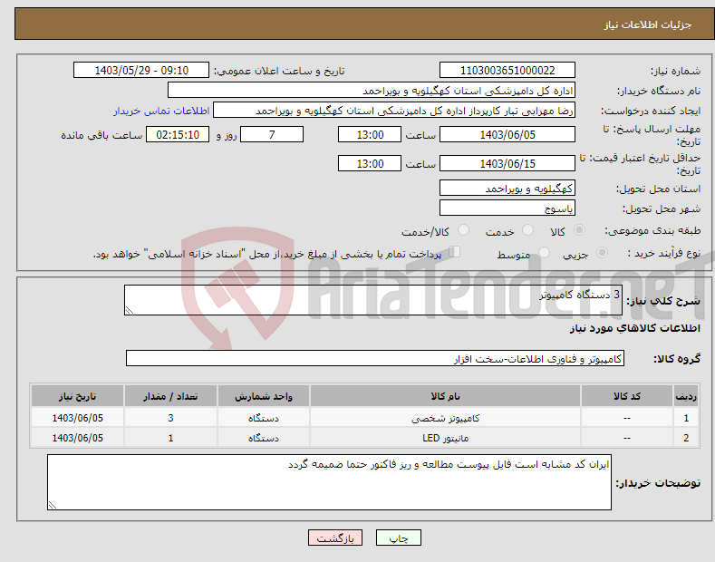 تصویر کوچک آگهی نیاز انتخاب تامین کننده-3 دستگاه کامپیوتر