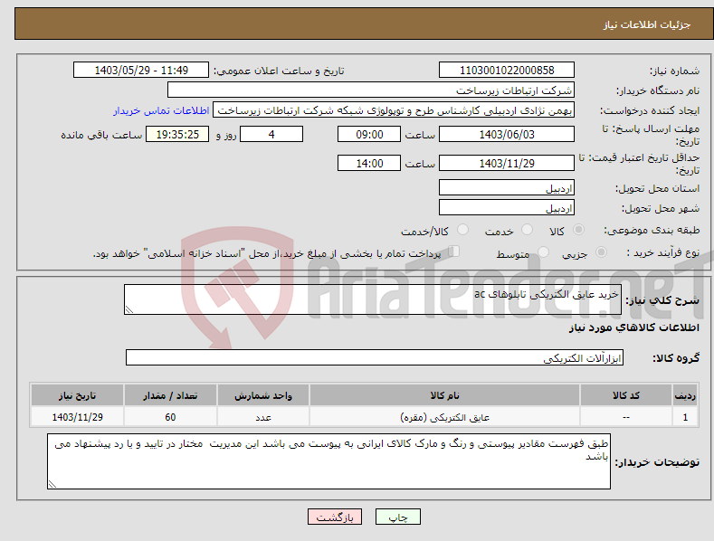 تصویر کوچک آگهی نیاز انتخاب تامین کننده-خرید عایق الکتریکی تابلوهای ac