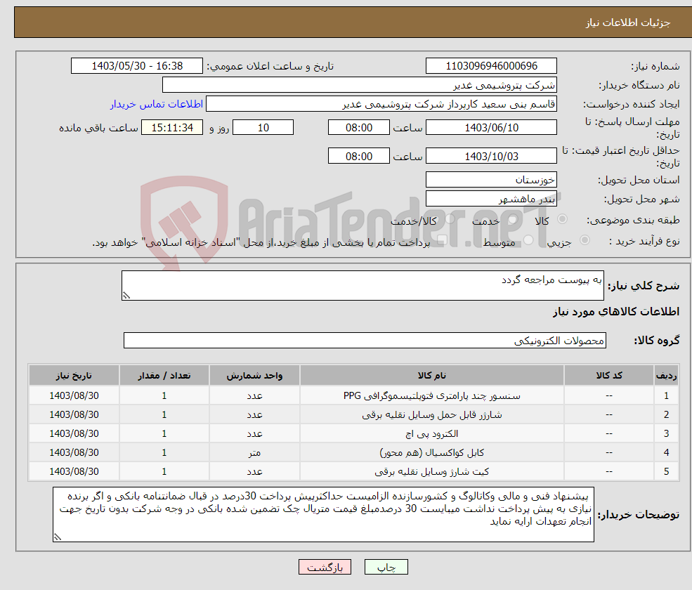 تصویر کوچک آگهی نیاز انتخاب تامین کننده-به پیوست مراجعه گردد