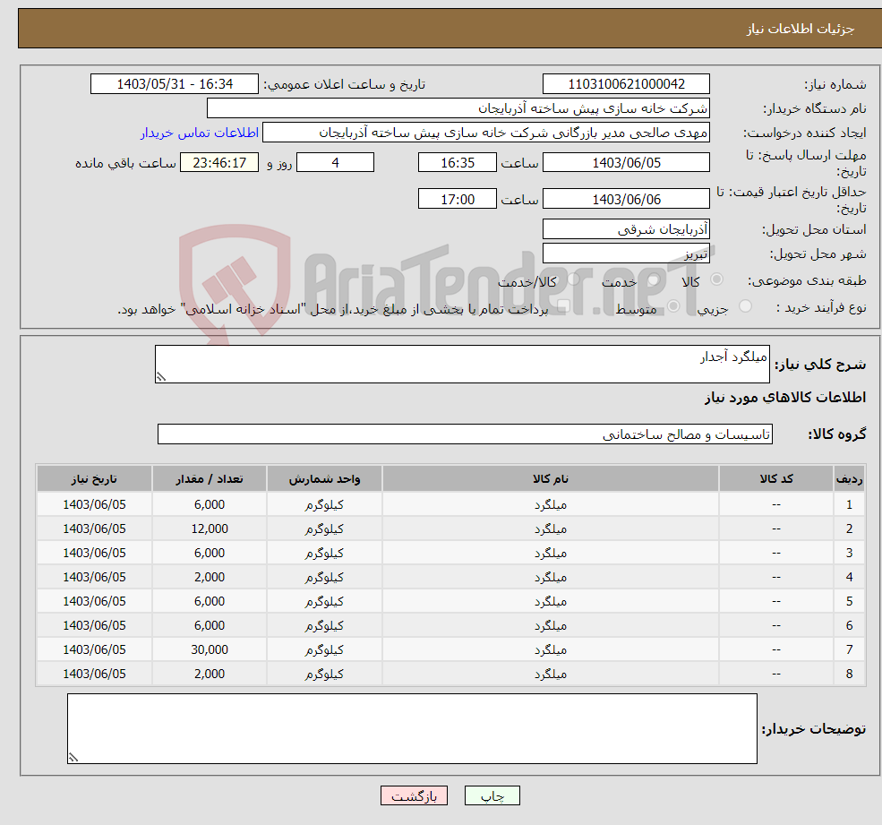 تصویر کوچک آگهی نیاز انتخاب تامین کننده-میلگرد آجدار 