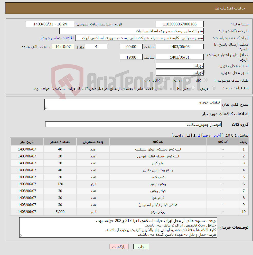 تصویر کوچک آگهی نیاز انتخاب تامین کننده-قطعات خودرو 