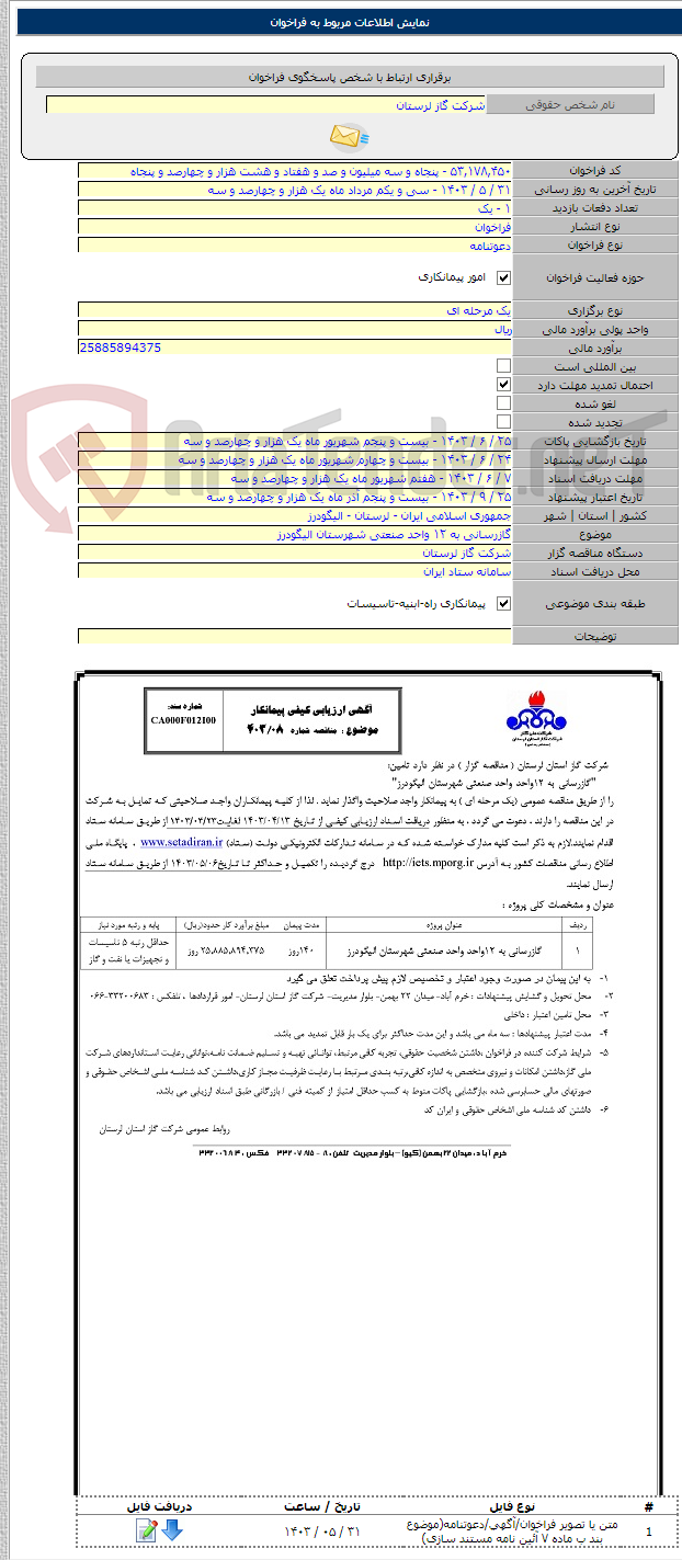 تصویر کوچک آگهی گازرسانی به ۱۲ واحد صنعتی شهرستان الیگودرز