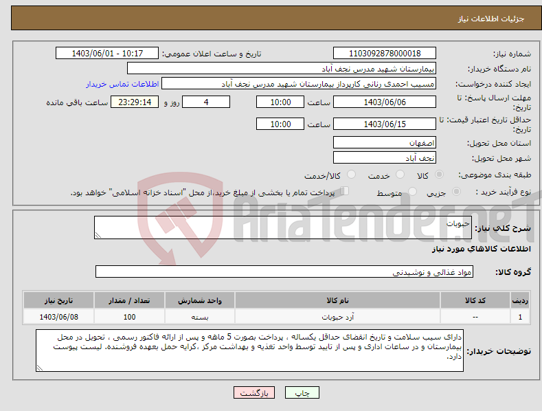 تصویر کوچک آگهی نیاز انتخاب تامین کننده-حبوبات 