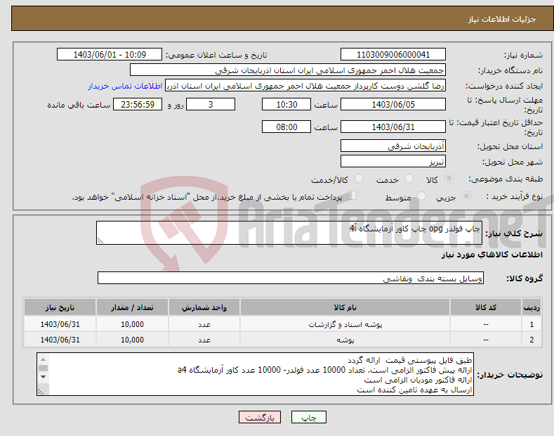 تصویر کوچک آگهی نیاز انتخاب تامین کننده-چاپ فولدر opg چاپ کاور آزمایشگاه آ4