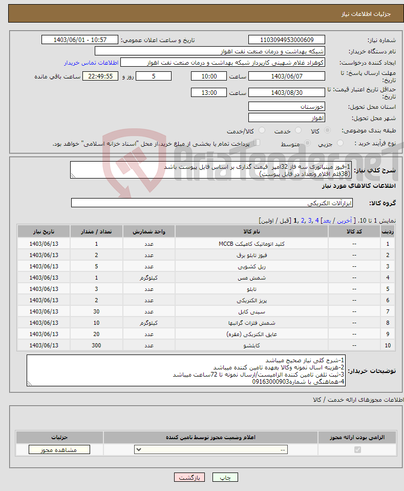 تصویر کوچک آگهی نیاز انتخاب تامین کننده-1-فیوز مینیاتوری سه فاز 32امپر قیمت گذاری بر اساس فایل پیوست باشد (38قلم اقلام وتعداد در فایل پیوست)