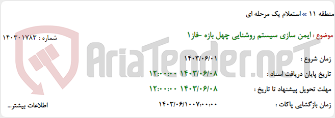 تصویر کوچک آگهی ایمن سازی سیستم روشنایی چهل بازه -فاز1