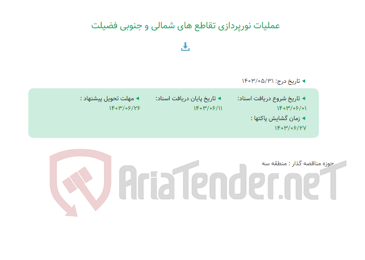 تصویر کوچک آگهی عملیات نورپردازی تقاطع های شمالی و جنوبی فضیلت