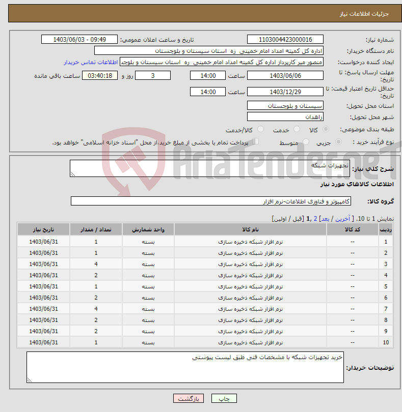 تصویر کوچک آگهی نیاز انتخاب تامین کننده-تجهیزات شبکه 