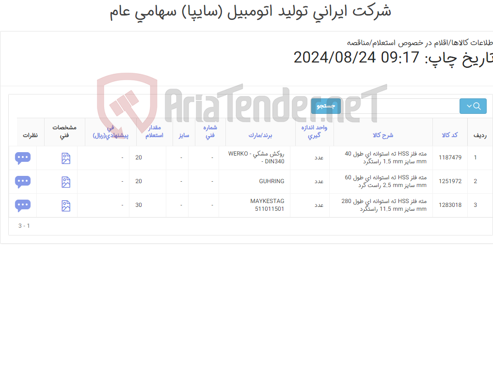 تصویر کوچک آگهی مته فلز HSS (کارشناس خرید: میرزاخانی 48954319)