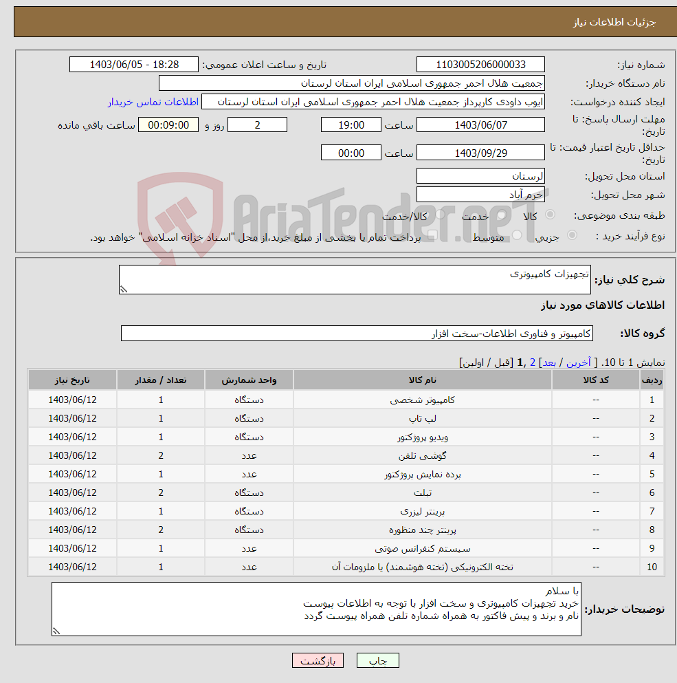 تصویر کوچک آگهی نیاز انتخاب تامین کننده-تجهیزات کامپیوتری