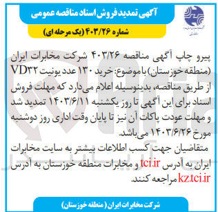 تصویر کوچک آگهی خرید ۱۳۰ عدد یونیت VD۳۲ 