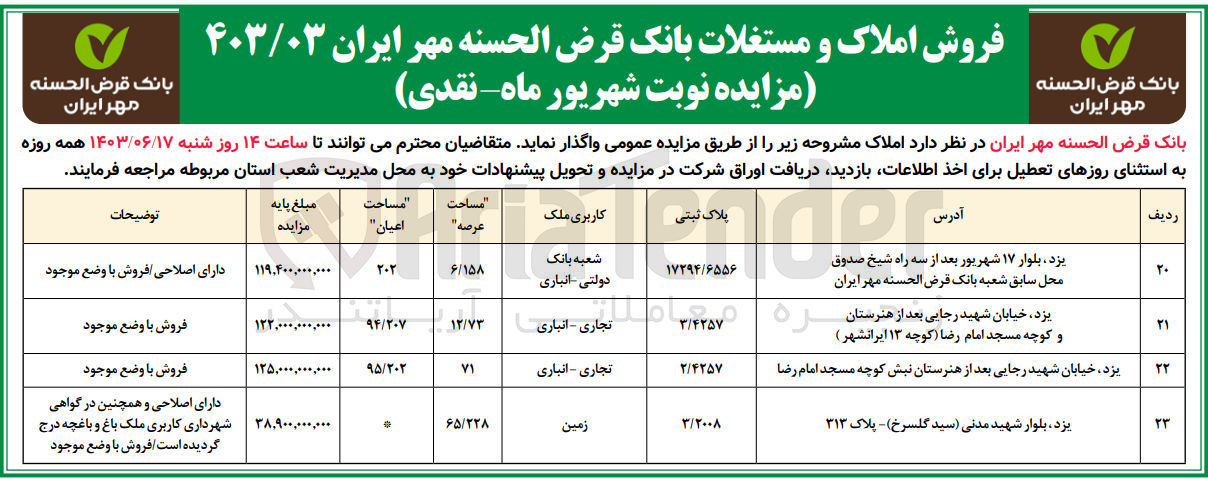 تصویر کوچک آگهی فروش املاک در 4 ردیف باکاربری تجاری -انباری -زمین 
