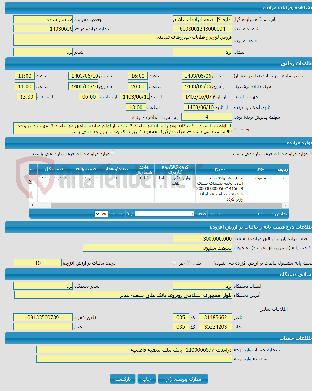تصویر کوچک آگهی فروش لوازم و قطعات خودروهای تصادفی