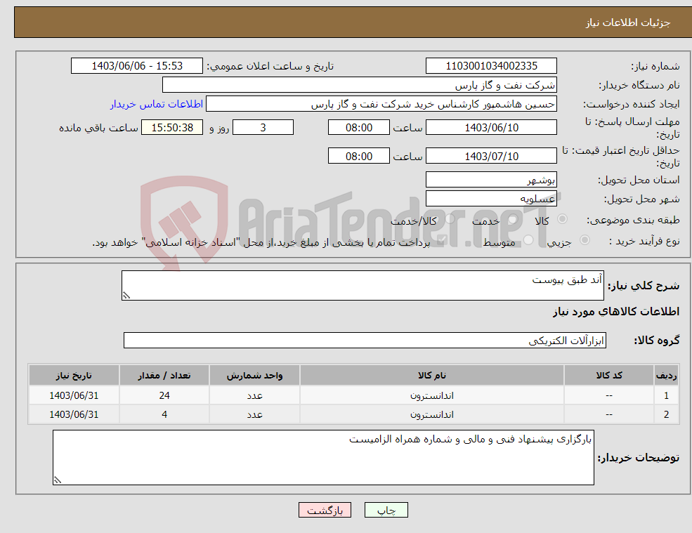 تصویر کوچک آگهی نیاز انتخاب تامین کننده-آند طبق پیوست