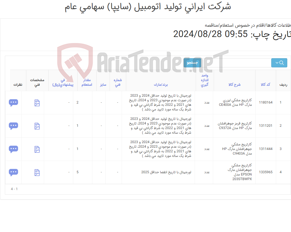 تصویر کوچک آگهی اقلام مواد مصرفی ماشین های اداری