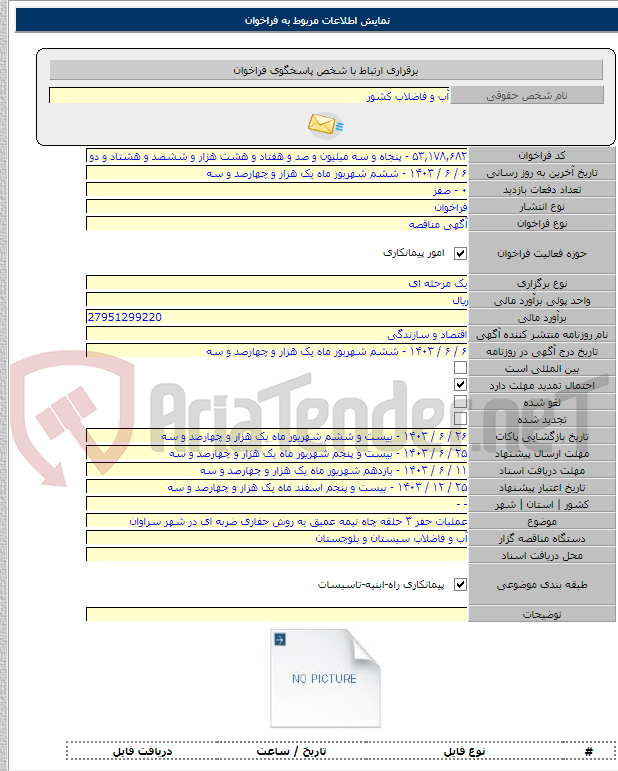 تصویر کوچک آگهی عملیات حفر ۳ حلقه چاه نیمه عمیق به روش حفاری ضربه ای در شهر سراوان