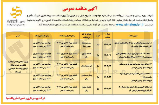 تصویر کوچک آگهی خرید سرور و والو های سوخت گاز و گازوییل واحد های گازی نیروگاه سیکل ترکیبی قم 