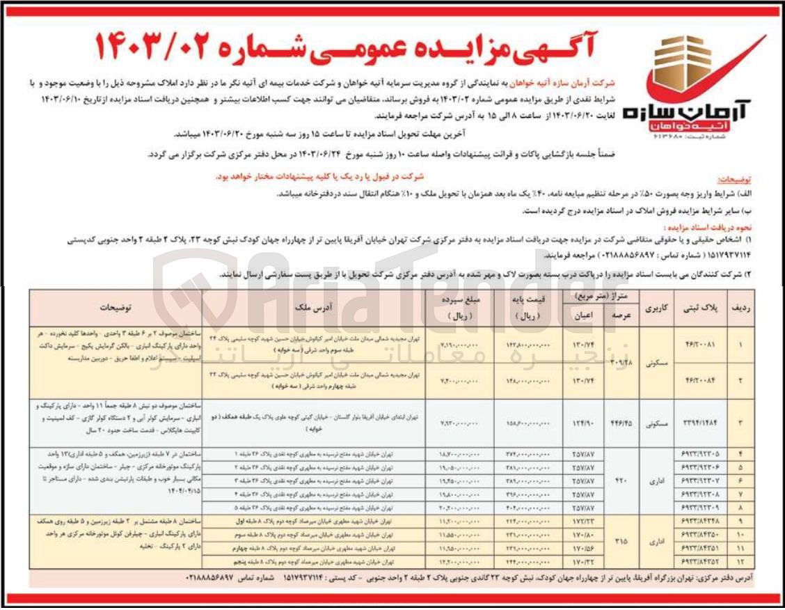 تصویر کوچک آگهی فروش املاک در 12 ردیف با کاربری مسکونی و اداری